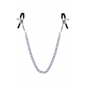 Зажимы для сосков с фиолетовой цепочкой Sweet Caress Nipple Chain - Sweet Caress - купить с доставкой в Братске
