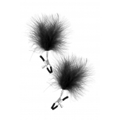 Зажимы на соски с черными пуховыми кисточками Sweet Caress Feather Nipple Clumps - Sweet Caress - купить с доставкой в Братске