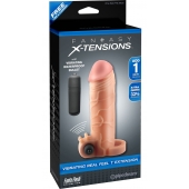 Телесная вибронасадка с кольцом  Vibrating Real Feel 1 Extension - 14 см. - Pipedream - в Братске купить с доставкой