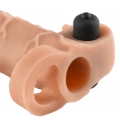 Телесная вибронасадка с кольцом Vibrating Real Feel 2 Extension - 16 см. - Pipedream - в Братске купить с доставкой