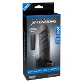 Чёрная вибронасадка с кольцом Vibrating Real Feel 2 Extension - 16 см. - Pipedream - в Братске купить с доставкой