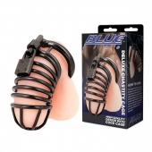 Черная металлическая клетка с замком Deluxe Chastity Cage - BlueLine - купить с доставкой в Братске