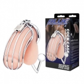 Серебристая металлическая клетка с анальным стимулятором Cock Cage - BlueLine - купить с доставкой в Братске