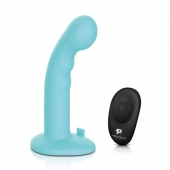 Голубая изогнутая насадка 6in Remote Control Ripple P-Spot G-Spot на черных трусиках - 16 см. - Pegasus - купить с доставкой в Братске