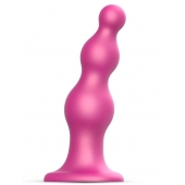 Розовая насадка Strap-On-Me Dildo Plug Beads size S - Strap-on-me - купить с доставкой в Братске