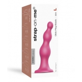 Розовая насадка Strap-On-Me Dildo Plug Beads size L - Strap-on-me - купить с доставкой в Братске