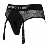 Черные трусики для насадок Diva Lingerie Harness - size S - Strap-on-me - купить с доставкой в Братске