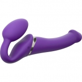 Фиолетовый безремневой вибрострапон Silicone Bendable Strap-On - size M - Strap-on-me - купить с доставкой в Братске