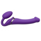 Фиолетовый безремневой вибрострапон Silicone Bendable Strap-On - size M - Strap-on-me - купить с доставкой в Братске