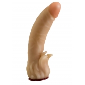 Телесная гелевая насадка-фаллос с клиторальными лепестками - 18,5 см. - LOVETOY (А-Полимер) - купить с доставкой в Братске