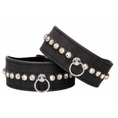 Черные поножи Diamond Studded Ankle Cuffs - Shots Media BV - купить с доставкой в Братске