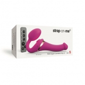 Ярко-розовый безремневой страпон Multi Orgasm Size S с клиторальной стимуляцией - Strap-on-me - купить с доставкой в Братске
