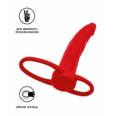 Красная насадка на пенис для двойного проникновения Black Red - 16,5 см. - ToyFa - купить с доставкой в Братске