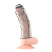 Текстурированная насадка на пенис Clear Textured Penis Enhancing Sleeve Extension - 16,5 см. - BlueLine - в Братске купить с доставкой