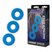 Комплект из трех голубых колец для эрекции 3-Pack Ultra-Stim Stretch Cock Rings - BlueLine - в Братске купить с доставкой