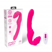 Розовый безремневой страпон на радиоуправлении Strapless Together - 22 см. - Together Toy - купить с доставкой в Братске