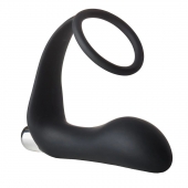 Черное эрекционное кольцо с вибропробкой Vibrating Anal Plug With Cockring - Dream Toys - в Братске купить с доставкой