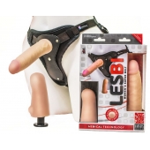 Телесный страпон Harness LESBI с вагинальной пробкой - 16,5 см. - LOVETOY (А-Полимер) - купить с доставкой в Братске