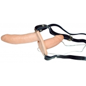 Телесный женский страпон с вагинальной пробкой Strap-On Duo - 15 см. - Orion - купить с доставкой в Братске