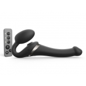 Черный безремневой страпон Multi Orgasm Size S с клиторальной стимуляцией - Strap-on-me - купить с доставкой в Братске