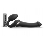 Черный безремневой страпон Multi Orgasm Size M с клиторальной стимуляцией - Strap-on-me - купить с доставкой в Братске