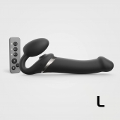 Черный безремневой страпон Multi Orgasm Size L с клиторальной стимуляцией - Strap-on-me - купить с доставкой в Братске