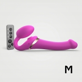 Ярко-розовый безремневой страпон Multi Orgasm Size M с клиторальной стимуляцией - Strap-on-me - купить с доставкой в Братске