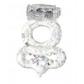 Прозрачное эрекционное кольцо с вибратором  и подхватом - Toyfa Basic - в Братске купить с доставкой