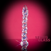Прозрачный фаллос из стекла со спиралью - 18 см. - Sexus купить с доставкой в интернет-магазине Orgasmix в Братске Прозрачный фаллос из стекла со спиралью - 18 см. - Sexus