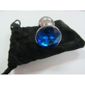 Анальное украшение BUTT PLUG  Small с синим кристаллом - 7 см. - Anal Jewelry Plug - купить с доставкой в Братске