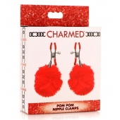 Красные зажимы на соски с помпонами Pom Pom - XR Brands - купить с доставкой в Братске
