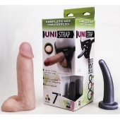 Страпон-унисекс с двумя насадками UNI strap 7  Harness - 19 и 16 см. - LOVETOY (А-Полимер) - купить с доставкой в Братске