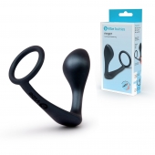 Черное эрекционное кольцо со стимулятором простаты Ringer Cock Ring   Plug - b-Vibe - в Братске купить с доставкой