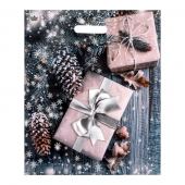Новогодний пакет с принтом в виде подарков и вырубной ручкой (45х38 см) - Сима-Ленд - купить с доставкой в Братске