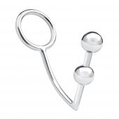 Кольцо на пенис с анальным стимулятором Two Bead Stainless Steel Anal Hook   Cock Ring - BlueLine - в Братске купить с доставкой