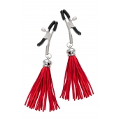 Зажимы на соски «Прищепки» с красными кисточками из замши - Pecado - купить с доставкой в Братске