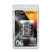 Прозрачная насадка с объёмными чёрточками STAY HARD COCK SLEEVE 06 CLEAR - Blush Novelties - в Братске купить с доставкой