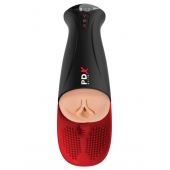 Телесный мастурбатор-вагина в черной колбе с вибрацией Fuck-O-Matic Pro XL - Pipedream - в Братске купить с доставкой