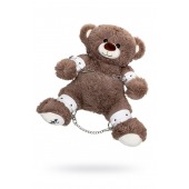 Бондажный набор: бурый мишка с белыми оковами и наручниками - Pecado - купить с доставкой в Братске