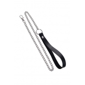 Поводок с ручкой из черной натуральной кожи и карабином для ошейника - Pecado - купить с доставкой в Братске