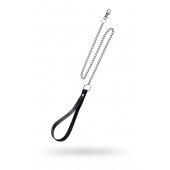 Поводок с ручкой из черной натуральной кожи и карабином для ошейника - Pecado - купить с доставкой в Братске