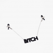 Зажимы на соски с кожаной подвеской Bitch - Crazy Handmade - купить с доставкой в Братске