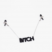 Зажимы на соски с кожаной подвеской Bitch - Crazy Handmade - купить с доставкой в Братске