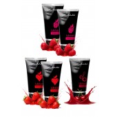 Набор из 5 съедобных лубрикантов JUJU (клубника х 2, малина х 2, вишня) - JuJu - купить с доставкой в Братске