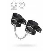 Черные наручники из толстой натуральной кожи с люверсами - Pecado - купить с доставкой в Братске