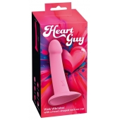 Розовый вибростимулятор на присоске Heart Guy - 19 см. - Orion