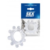 Прозрачное эрекционное кольцо со стимулирующими шариками - Sex Expert - в Братске купить с доставкой