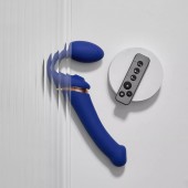 Синий безремневой страпон Multi Orgasm Bendable Strap-On size XL с клиторальной стимуляцией - Strap-on-me - купить с доставкой в Братске