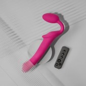 Ярко-розовый безремневой страпон Strap-on-me Vibrating Bendable Strap-On size XL - Strap-on-me - купить с доставкой в Братске
