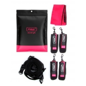 Черно-розовый эротический набор: фиксатор, оковы, наручники, повязка - Erokay - купить с доставкой в Братске